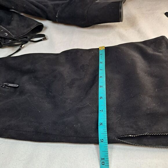 Rose Wand OTK Embroidered Boots Women's 12M Fabric Upper Black Renaissance Boho - Picture 10 of 13